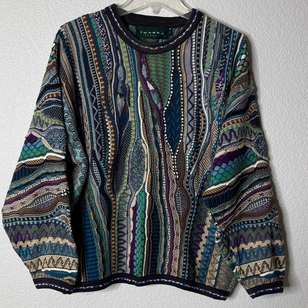 Tundra Vintage Men's Vibrant 3-D Patterned Crewneck Sweater